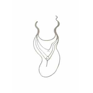 Colier argintiu - in 4 straturi - cu tija si triunghiuri - Selvie C21 - imagine