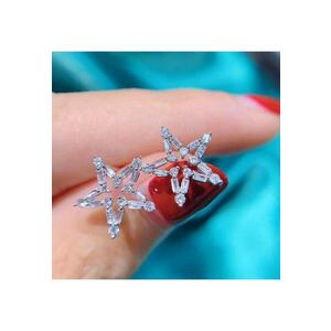 Cercei argintii - forma de stea - cu pietre din zirconiu - Damien C7 - imagine