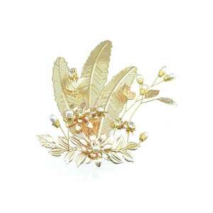 Accesoriu par - auriu - cu frunze si perle - Alvilda C7 - imagine