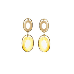 Cercei aurii - cu piese ovale si galbene - Zelda C4 - imagine
