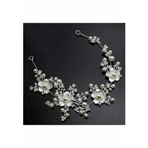 Accesoriu par - modelator - argintiu - cu floricele si perle - Annabella C4 - imagine