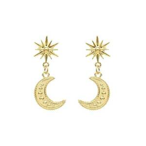 Cercei aurii - soare si semiluna - Rose C6 - imagine
