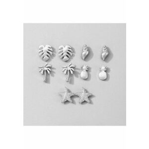 Set 5 perechi cercei - argintii - tema exotica - Odetha C8 - imagine