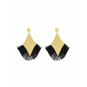 Cercei aurii - forma de romb - cu franjuri negri - Romie C3 - imagine
