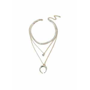 Colier argintiu - in 3 straturi - cu semiluna si piatra - Sheila C22 - imagine