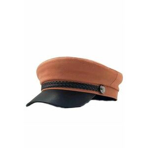 Sapca portocalie - cu cozoroc din piele ecologica - Ludwiga - imagine