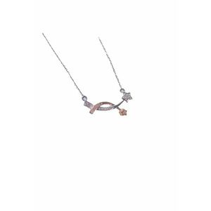 Colier argintiu - cu stelute si pietre din zirconiu - Fiola C10 - imagine