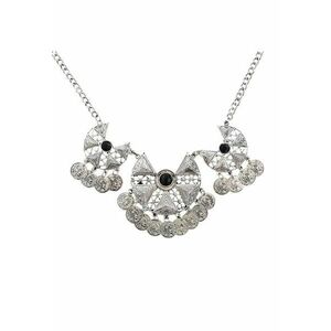 Colier argintiu - cu banuti si pietre negre - Ebertina C13 - imagine