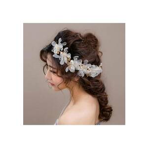 Accesoriu de par - auriu - modelator - cu flori albe - Roselina C6 - imagine