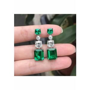 Cercei argintii - cu pietre verzi din zirconiu - Thora C5 - imagine