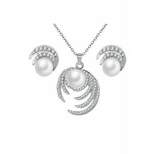 Set colier si cercei - argintiu - cu pietre - Hansa C9 - imagine