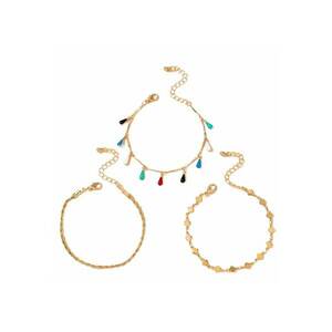 Set 3 bratari de picior - aurii - cu piese colorate - Eberta C3 - imagine