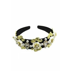 Bentita neagra - cu flori si pietre - Majrit C1 - Textil - imagine