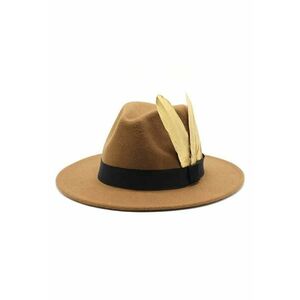 Palarie dama maron - cu pene aurii - Laureen imagine