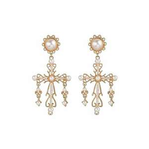 Cercei cruce - cu perle - aurii - Liisa C12 - imagine