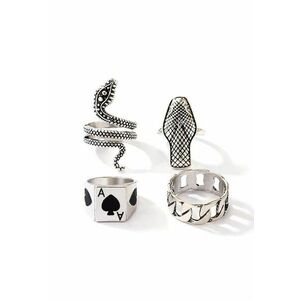 Set 4 inele - argintii - cu serpi - Trinka C14 - imagine