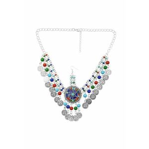 Accesoriu de cap - argintiu - cu banuti si margelute colorate - Amalius C8 - imagine