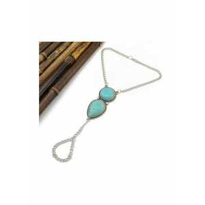 Bratara argintie - cu inel si pietre truquoise - Elvine C11 - imagine