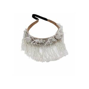 Bentita bej - cu franjuri - cristale - Maivor C1 - Textil - imagine