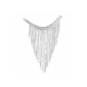 Colier choker argintiu - cu franjuri si pietre - Tecla C3 - imagine