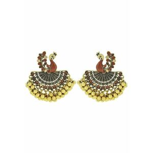 Cercei aurii - forma de paun - cu bilute aurii - Kiera C3 - imagine