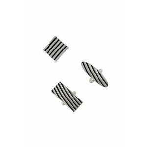 Set 3 inele - argintii - cu dungi negre - Bruna C15 - imagine