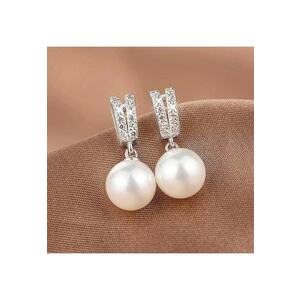 Cercei argintii - cu pietre din zirconiu si perla - Inis C8 - imagine