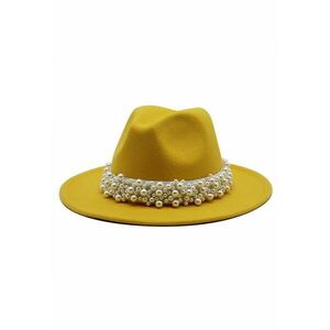 Palarie dama cu perle Jannikka - Galben - Bumbac imagine