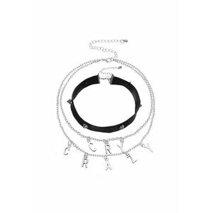 Set Choker si Colier in 2 straturi - argintiu - Roseline C13 - imagine