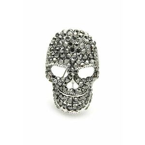 Brosa argintie - forma de cap de schelet - cu pietre - Lilianna C3 - imagine