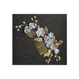 Accesoriu par cu flori bleu - auriu - Katerine C7 - imagine