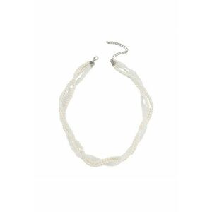 Colier argintiu - cu perle si margelute transparente - Kaia C12 - imagine