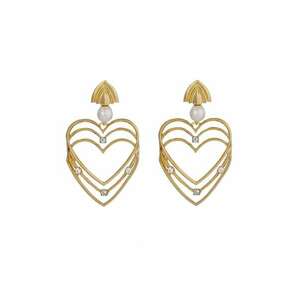 Cercei trei inimioare - aurii - Julika imagine