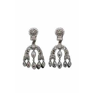 Cercei argintii - forma de candelabru - cu pietre din zirconiu - Toiny C5 - imagine