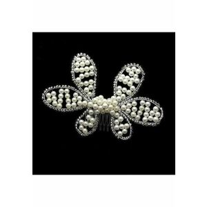 Accesoriu par - argintiu - forma de floare - cu perle - Annebel C6 - imagine