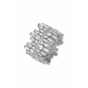 Inel argintiu - cu pietre din zirconiu - Ninnan C2 - 6 - circumferinta 51.9 mm - imagine