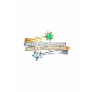 Set 2 inele - auriu si argintiu - reglabile - cu pietre din zirconiu - Abelina C6 - imagine