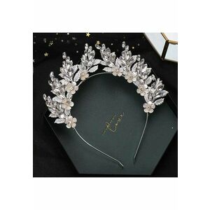 Coronita argintie - cu flori si pietre - Alexandrina C6 - imagine