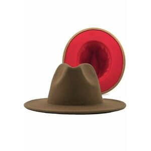 Palarie dama - maron - interior rosu - Marieta - imagine