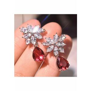 Cercei argintii - forma de floare - cu pietre din zirconiu - Ailen C5 - imagine