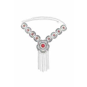 Colier argintiu - cu pietre rosii - Sarita C12 - imagine