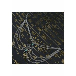 Bratara de picior - argintie - cu margelute turquoise - Dominika C10 - imagine