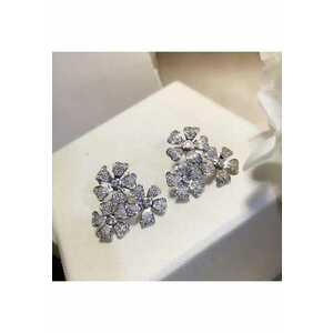 Cercei argintii - cu floricele si pietre din zirconiu - Airin C5 - imagine