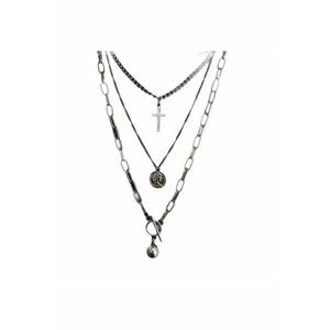 Colier in 3 straturi - argintiu - cu cruciulita - Lindsey C16 imagine