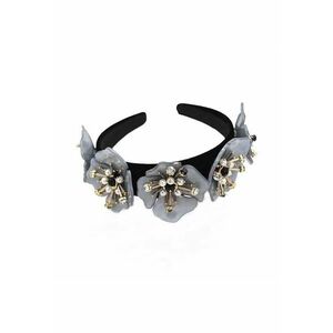 Bentita cu flori gri si pietre - Majbritta C1 - Textil - imagine