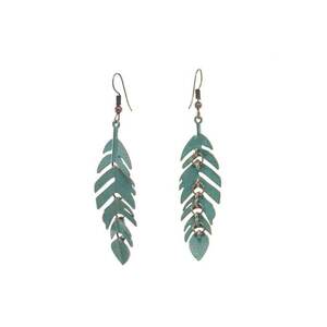 Cercei verzi - forma de frunza - Flavia C14 - imagine