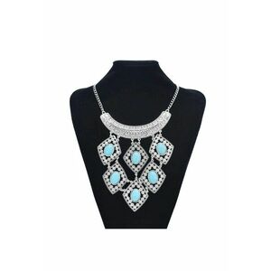 Colier argintiu - cu pietre turquoise - Edda C13 - imagine
