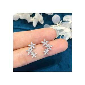 Cercei argintii - cu floricele si pietre din zirconiu - Inna C8 - imagine