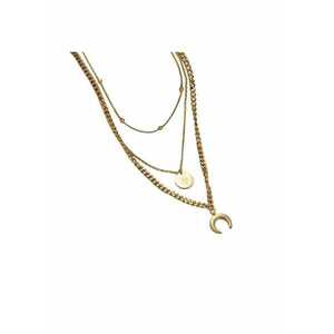 Colier auriu - in 3 straturi - din otel inoxidabil - cu banut si semiluna - suflat cu aur 18k - Ragna C5 imagine