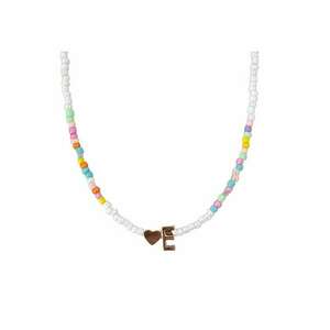 Colier auriu - cu margelute colorate - litera E C2 imagine